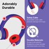 LilGadgets Connect+ Style On-Ear Kids Headphones with Microphone - SharePort Technology, SoftTouch Padding, Detachable Cable, Noise Reduction, Durable & Adjustable - Blue/Red Headphones for Kids view 3