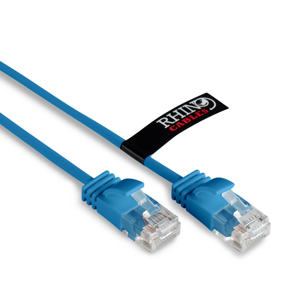 rhinocables Slim CAT 6 High-Speed Gigabit Ethernet Cable - Patch Network Lead for LAN| Snagless UTP Design, LSZH Jacket | RJ45 Connector for Internet, Router, Modem, Smart TV, PC & More (5ft, Blue)