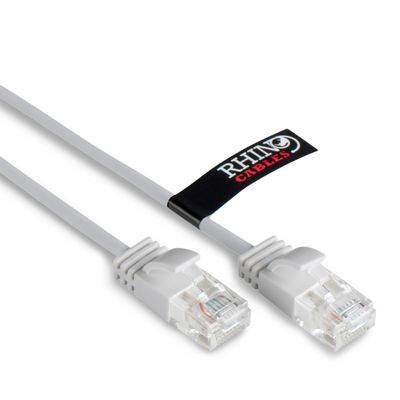 rhinocables Slim CAT 6 High-Speed Gigabit Ethernet Cable - Patch Network Lead for LAN| Snagless UTP Design, LSZH Jacket | RJ45 Connector for Internet, Router, Modem, Smart TV, PC & More (5ft, White)
