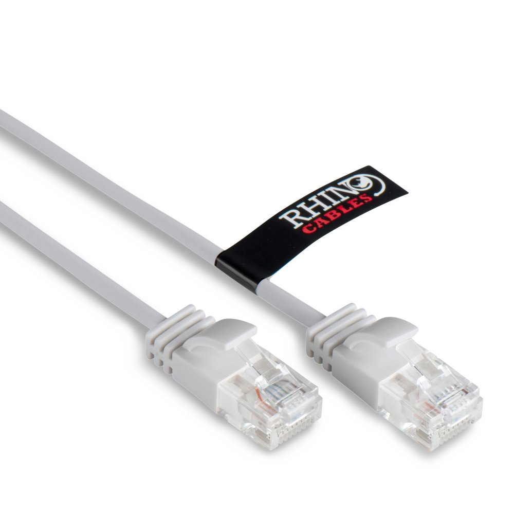 rhinocables Slim CAT 6 High-Speed Gigabit Ethernet Cable - Patch Network Lead for LAN| Snagless UTP Design, LSZH Jacket | RJ45 Connector for Internet, Router, Modem, Smart TV, PC & More (5ft, White)