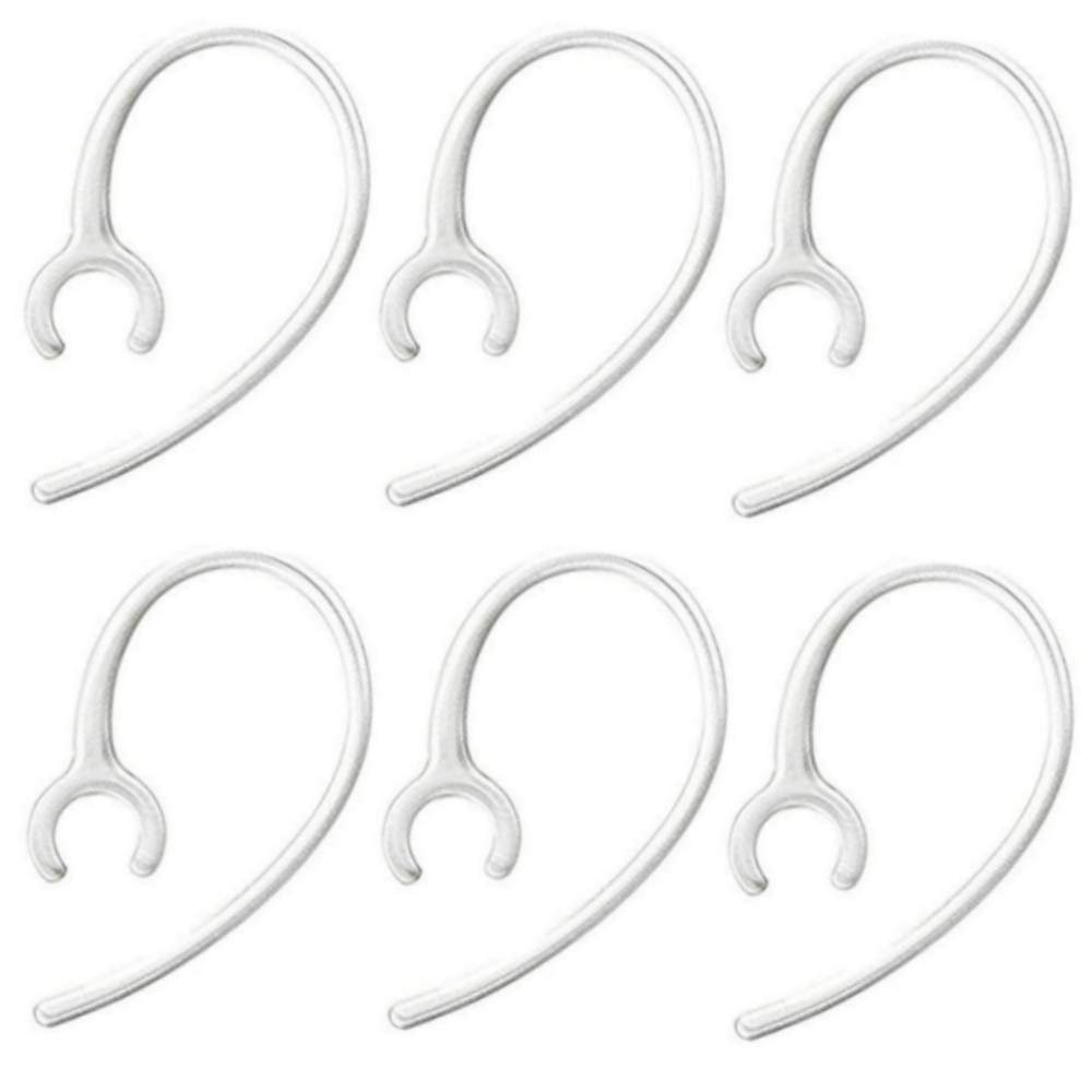 D & K Exclusives 6 Pack Replacement Ear Hooks for Bluetooth Headset Earhook Clips Hook Loop - 8MM Clamp, Clear