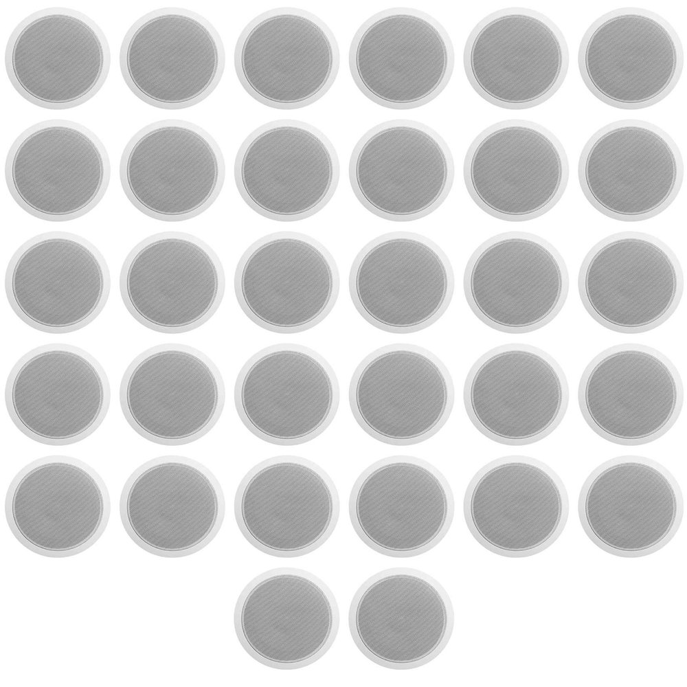Rockville CCL6T 6" 70V Commercial Ceiling Speakers, White, High-Performance Audio, Easy Installation, Wide Sound Dispersion, for Restaurants and Offices, 32-Piece