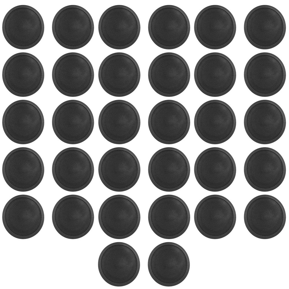 Rockville CCL6T Black 70V 6 in Commercial Ceiling Speakers for Restaurant and Office Audio Systems, Flush Mount Design for Installed Sound, 32-Piece