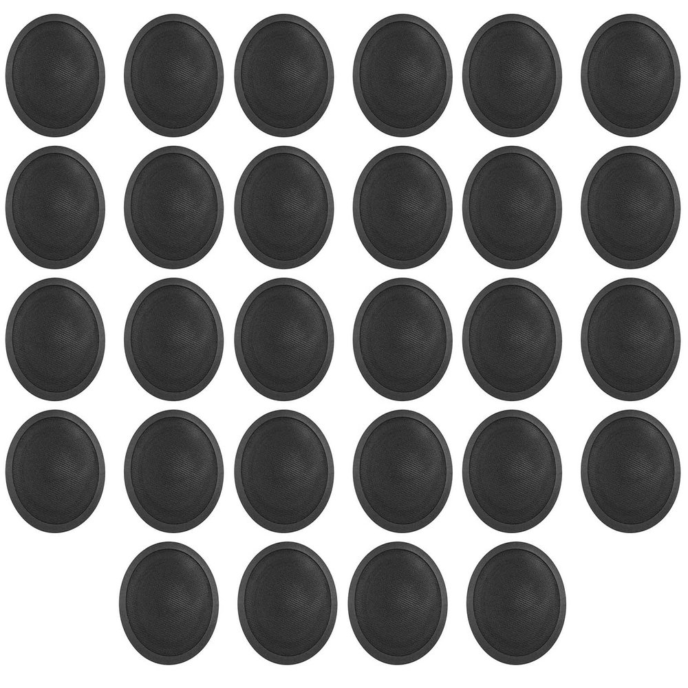 Rockville CCL6T 70V 6-in Commercial Ceiling Speakers, Black, Transformer Taps 10W/5W/2.5W, Paintable Flush Mount Grills, 28-Piece