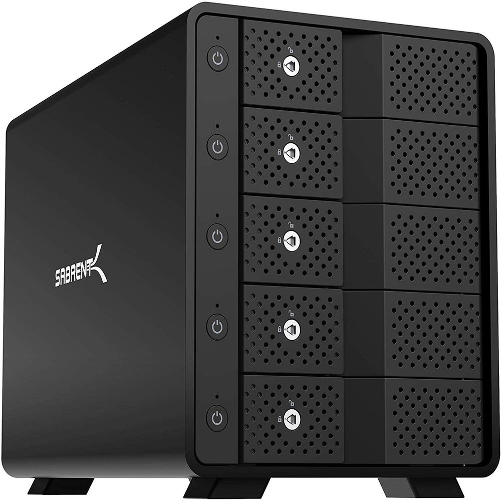SABRENT 5-Bay USB 3.2 Gen 2 SATA Docking Station for 3.5 HDD/SSD, 10Gbps USB-C DAS, Tray-Less Hot-Swap, Aluminum Enclosure with 120mm Cooling Fan, Individual Power Switches, No RAID (DS-SC5B)
