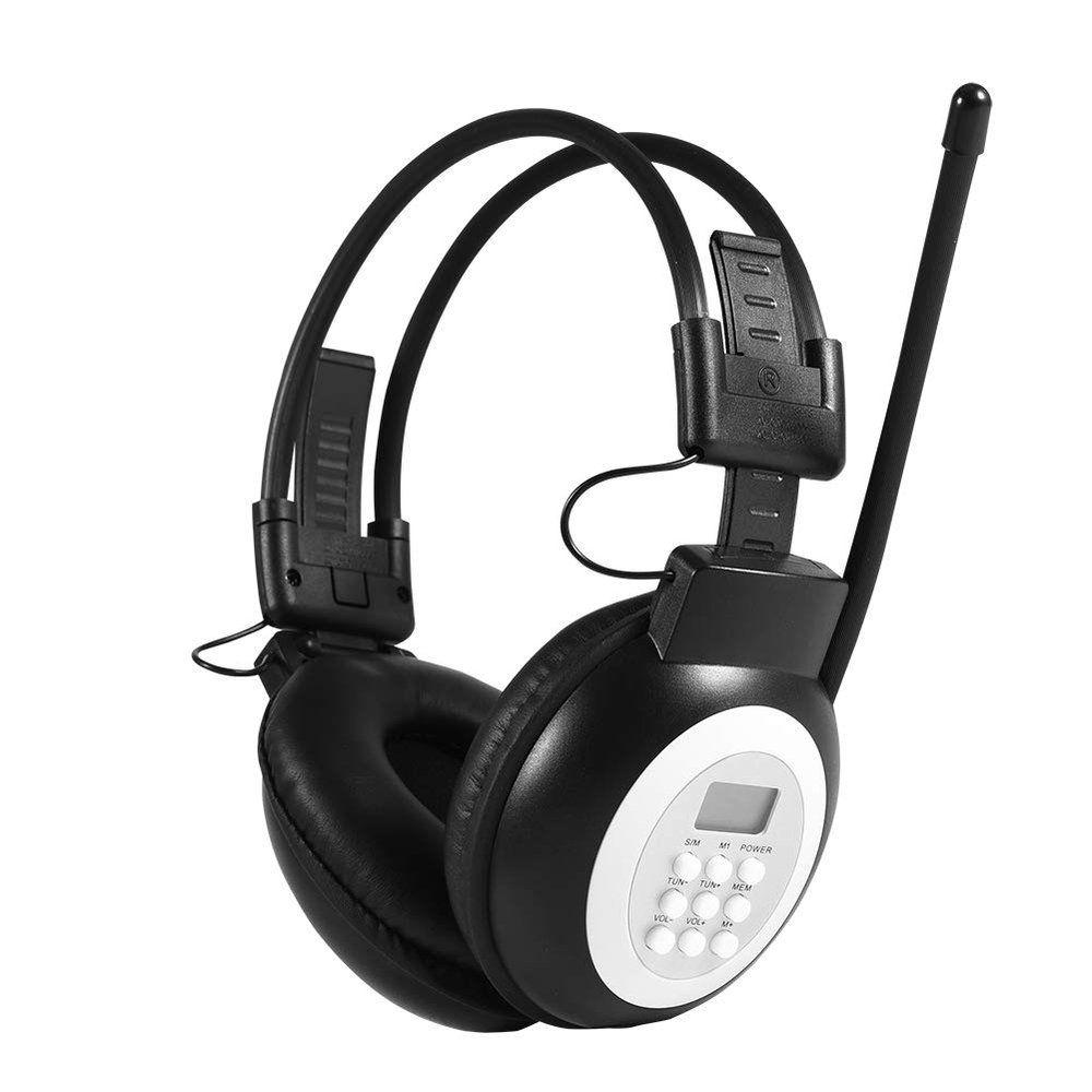 ASHATA Over Ear Foldable Head Mounted /Wired Headphone Noise Cancelling HiFi Headset FM Radio with Flexible Antenna Ideal for Audio Room, Learning Center, Computer Room, etc.