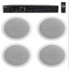 Rockville Commercial Bundle: (4) CCL6T White 70V 6" Ceiling Speakers, Wide Dispersion, RCS80-1 60-Watt 70V Bluetooth Amplifier, Perfect for Restaurant/Bar/Cafe, 5 Items view 1