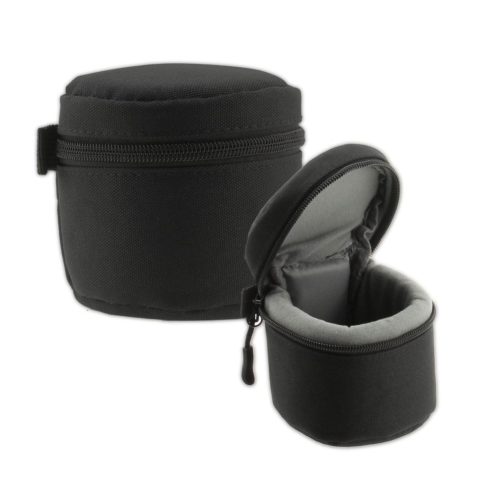 Navitech Black Polyester Camera Lens Case with MOLLE Style Strap Suitable for The Panasonic H-FS12032