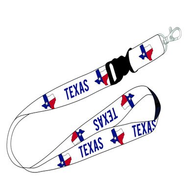 Texas State Shape Flag Cloth Lanyard with Breakaway Harness
