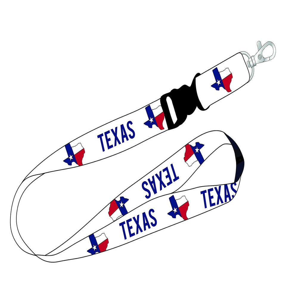 Texas State Shape Flag Cloth Lanyard with Breakaway Harness