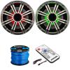 1 Pair (2 Speakers Total) of Kicker 6.5" OEM Replacement 195W Marine Coaxial 2-Way Multicolor LED Speakers (Silver Grilles), LED Lighting Remote Controller, 16-Gauge Speaker Wire view 1