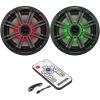 1 Pair (2 Speakers Total) of Kicker 6.5" OEM Replacement 195W Marine Coaxial 2-Way Speakers (Charcoal Grilles) w/Color Changing LED Capability, LED Lighting Remote Controller view 1