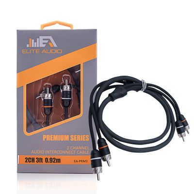 Elite Audio Premium Series 6ft. 2-Channel Car Audio RCA Cable Double Shielded, Oxygen Free Copper, Noise Reducing Audio Cable for Amplifiers, Subwoofers, Speakers, and Processors PRM6