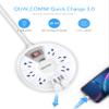 BESTEK Travel Power Strip, Surge Protector with 6-Outlet 4 USB Ports (1 QC 3.0 USB Port), 6 Ft Long Extension Cord, 220 Joules, Ultra-Compact for Dorm Room, Bedside view 2