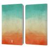 Head Case Designs Teal and Orange Watercoloured Ombre Leather Wallet Case Compatible with Kindle Paperwhite 1/2 / 3 view 1