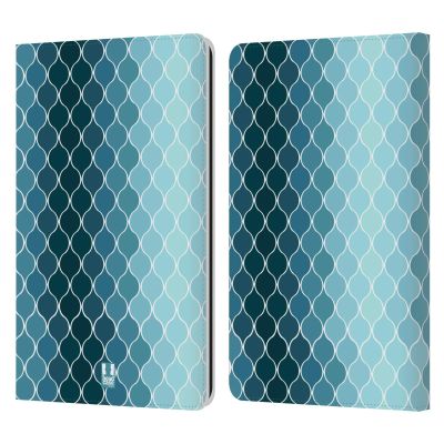 Head Case Designs Ombre Blue Ogee Patterns Leather Wallet Case Compatible with Kindle Paperwhite 1/2 / 3