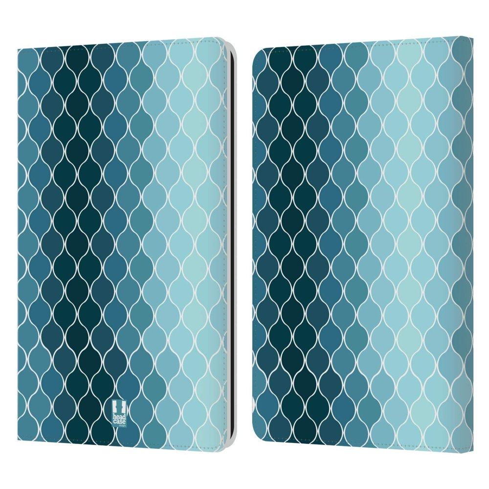 Head Case Designs Ombre Blue Ogee Patterns Leather Wallet Case Compatible with Kindle Paperwhite 1/2 / 3