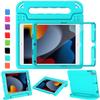 AVAWO Kids Case for iPad 10.2" 9th & 8th & 7th Generation, iPad 10.2 2021/2020/2019 Case with Built-in Screen Protector, Light Weight Shock Proof Handle Stand Kids Friendly Cover for iPad 10.2" - Cyan view 1