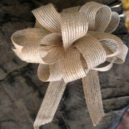 Burlap Bows 4" Diameter Jute Pull 5/8" X 18