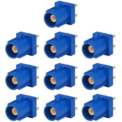 Car Antenna Fakra C Blue 5005 Male Plug PCB Mount Goldplated Straight Connecntor for GPS Telematics or Navigation Pack of 10