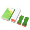 FOSHIO 2PCS Green Plastic Razor Sticker Remover Paint Scrapers with Contoured Grip + 100 PCS 1.5 inch Refillable Double Edge Plastic Razor Blades for Cleaning Adhesive Vinyl Decals Stickers Labels view 2
