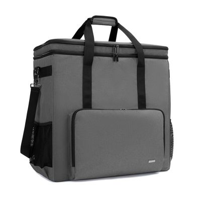 CURMIO Dual-Layer PC Carrying Case, Desktop Travel Bag with Removable Bottom Board for PC Tower, Keyboard, Mouse, Bag Only, Grey