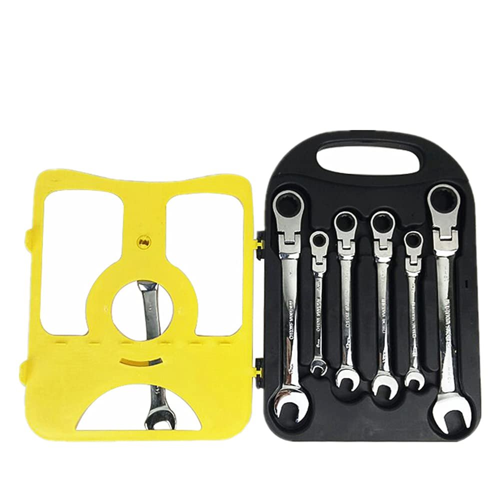 HWZ 7pc Universal Metric Combination Ratchet Spanners Set Key Ratchet Wrench Set Car Repair Set Wrenches 8-19mm Car Repair Tools