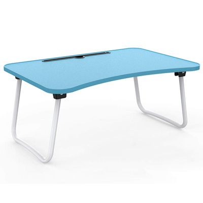 Tables HUAHUA Laptop Bed Tray, Portable Bed Frame Modern, with Foldable Legs, Reading Frame, Tablet (Color : Blue)
