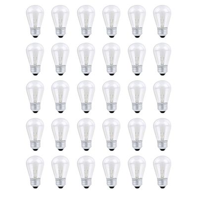 30 Pack S14 Outdoor String Light Bulbs Set orange, 120V 11W Clear Outdoor Patio Vintage Light Shatterproof Bulbs