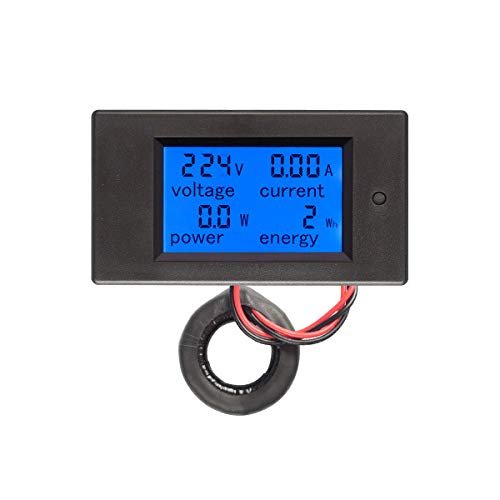 Taidacent Voltage Current Power Energy Meter Digital LCD Display Power Consumption Monitor Multi-Function AC Power Monitor (Host + Closed CT)