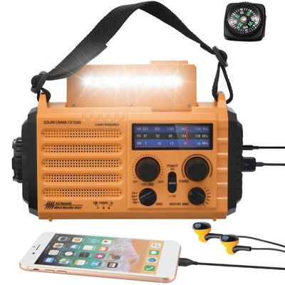 NOAA Weather Radio FM AM Shortwave, Emergency Radio 5000mAh Solar Crank