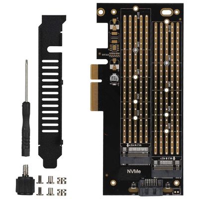 ASHATA PCIE Adapter Card,PCIE to M.2 SATA+NVME Disk Expansion Card for 2230 2242 2260 2280 22110 Size M.2 SSD,Full-Speed PCI-E 3.0  4 Bottom-Level Full-Speed Design up to 40GBps