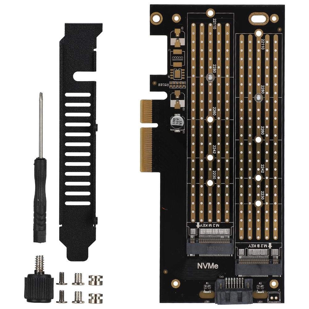 ASHATA PCIE Adapter Card,PCIE to M.2 SATA+NVME Disk Expansion Card for 2230 2242 2260 2280 22110 Size M.2 SSD,Full-Speed PCI-E 3.0 4 Bottom-Level Full-Speed Design up to 40GBps
