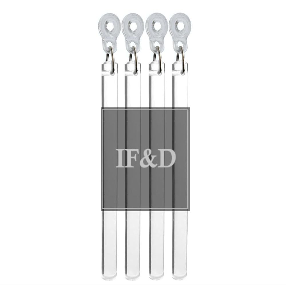 Fabrics and Drapes 72 inch (6 feet) - 4 Pack - Amazing Drapery Flexible Clear Acrylic Baton Curtain Wands 1/2 inch Thick with Plastic Adapter - Style #0365