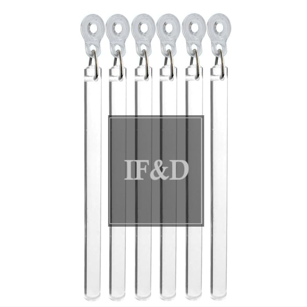 Fabrics and Drapes 48 inch (4 feet) - 6 Pack - Amazing Drapery Flexible Clear Acrylic Baton Curtain Wands 1/2 inch Thick with Plastic Adapter - Style #0285