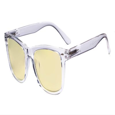 Eyekepper Blue Light Blocking Reading Glasses with Yellow Filter Lens - Square Large Lens Computer Readers - Transparent +1.00