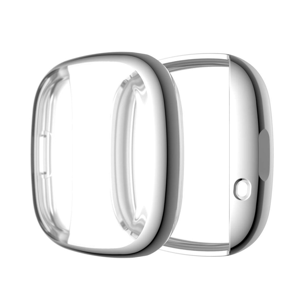 RuenTech Compatible with Fitbit Versa 3 / Sense Screen Protector, Ultra Slim Soft Full Cover Case for Versa 3&Sense Smart Watch (Silver)