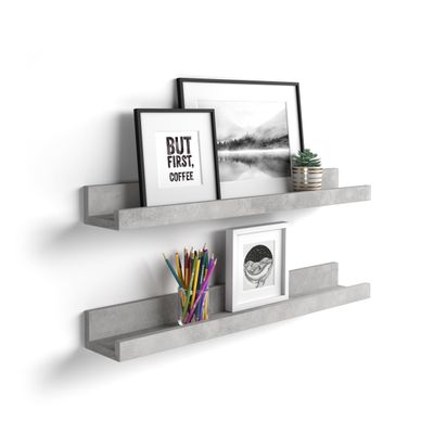 Mobili Fiver, Set of 2 First Picture Shelves, 31.49 in, Concrete Effect, Grey, Made in Italy