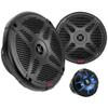 Pyle 6.5'' Dual Marine Speakers Kit - Waterproof-Rated w/Amplified Bluetooth Remote Control Receiver for Powersport Vehicles, IP65 Marine Grade Rating, 600 Watt Max Power PLMRKT8, Black view 1