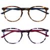 OPULIZE MET Blue Light Blocking Reading Glasses for Women Men, Slim Round Frame with Scratch Resistant and Spring Hinges, Computer Glasses with Anti-Reflective, Brown,Purple +1 (Pack of 2) view 1