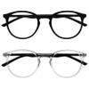 OPULIZE MET Blue Light Blocking Reading Glasses for Women Men, Slim Round Frame with Scratch Resistant and Spring Hinges, Computer Glasses with Anti-Reflective, Black,Clear +3.5 (Pack of 2) view 1