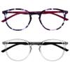 OPULIZE MET Blue Light Blocking Reading Glasses for Women Men, Slim Round Frame with Scratch Resistant and Spring Hinges, Computer Glasses with Anti-Reflective, Purple,Clear +2.5 (Pack of 2) view 1