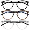 OPULIZE MET Blue Light Blocking Reading Glasses for Women Men, Slim Round Frame with Scratch Resistant and Spring Hinges, Computer Glasses with Anti-Reflective, Black,Brown,Clear +2 (Pack of 3) view 1