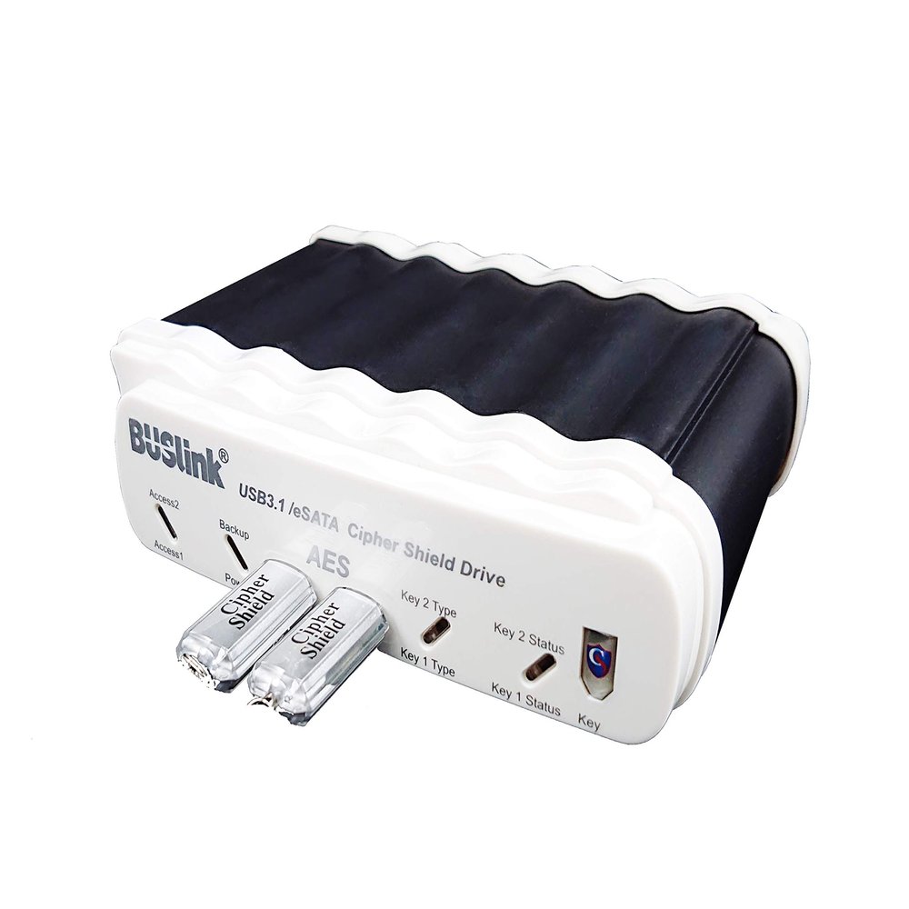 BUSlink CDSX-1TSDG2CKKB 1TB SSD Bilateral Dual Keys USB-C 3.2 Gen 2/eSATA Bus-Powered CipherShield FIPS 140-2 512-bit AES HIPAA Hardware Encrypted External Portable Drive