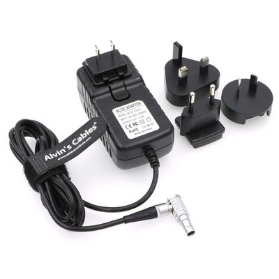 Alvin's Cables Teradek Power Adapter Converter Cable Right Angle 2 Pin to Universal AC with US UK EU AU Plugs for Z CAM E2 Flagship Teradek Cube Hollyland Cosmo 600