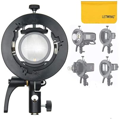 Godox S2 Speedlite Bracket S-Type Bracket Bowens Mount Holder for Godox V1 V1Pro V100 AD200ProII AD300Pro AD300ProII AD400Pro AD400ProII V860II TT600 TT350, Precise Tilt Control, Umbrella Mount Slot