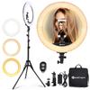 Ring Light 18 Inch LED Ringlight Kit with 73 inch Tripod Stand with Phone Holder Adjustable 3200-6000k Color Temperature Circle MUA Lighting for Camera for Vlog, Makeup,Youtobe, Video Shooting, Selfie view 1