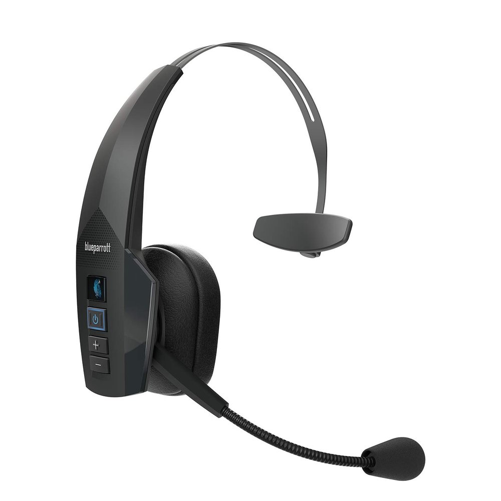 BlueParrott B350-XT Mono Bluetooth Wireless Headphones 96% Noise Canceling Over Head Trucker Headset with Mic, Adjustable Lightweight Headband, IP54-Rated Protection, 24 hrs. Talk Time, Black