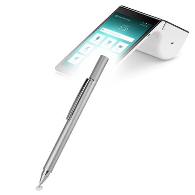 BoxWave Stylus Pen Compatible with Poynt Smart Terminal V2.0 - FineTouch Capacitive Stylus, Super Precise Stylus Pen - Metallic Silver