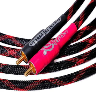 Better Cables 25 Feet Silver Serpent Anniversary Edition Red/Black RCA Audio Interconnect Cables - Stereo Pair (2 Cables) High-End, High-Performance, Premium Hi-Fi Audio